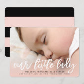 Our Little Lady Baby Girl Photo Birth Announcement 案内状 (正面/裏面)