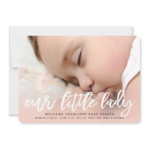 Our Little Lady Baby Girl Photo Birth Announcement