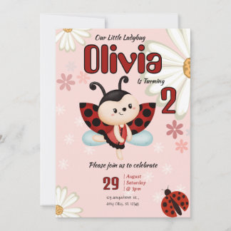 Our Little Ladybug Girl Birthday Party Invitation 招待状