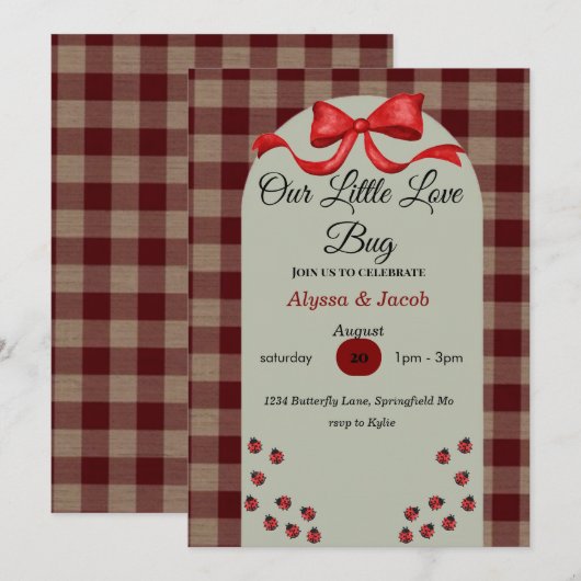 Our Little Love Bug Baby Shower Invitation  招待状 (正面/裏面)