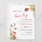 Our Little Love Bug Ladybug Girl Baby Shower 招待状 (正面)