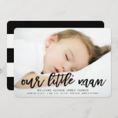 Our Little Man男の赤ちゃん写真誕生のお知らせ 案内状 (正面/裏面)