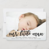 Our Little Man男の赤ちゃん写真誕生のお知らせ 案内状 (正面)