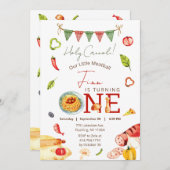 Our Little Meatball 1st Birthday 招待状 (正面/裏面)