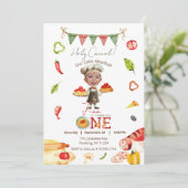 Our Little Meatball 1st Birthday Photo 招待状 (スタンド正面)