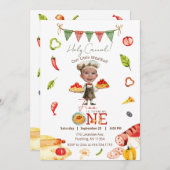 Our Little Meatball 1st Birthday Photo 招待状 (正面/裏面)