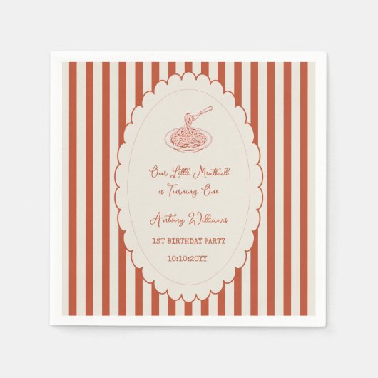 Our little meatball is turning one 1st Birthday スタンダードカクテルナプキン (正面)