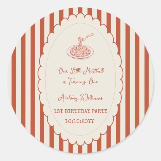 Our little meatball is turning one 1st Birthday  ラウンドシール (正面)