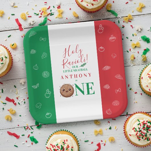 Our Little Meatball is Turning One Birthday Party  ペーパープレート