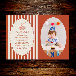 Our little meatball is turning one Birthday Photo  サンキューカード