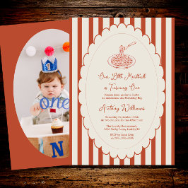 Our little meatball is turning one Photo Birthday  招待状