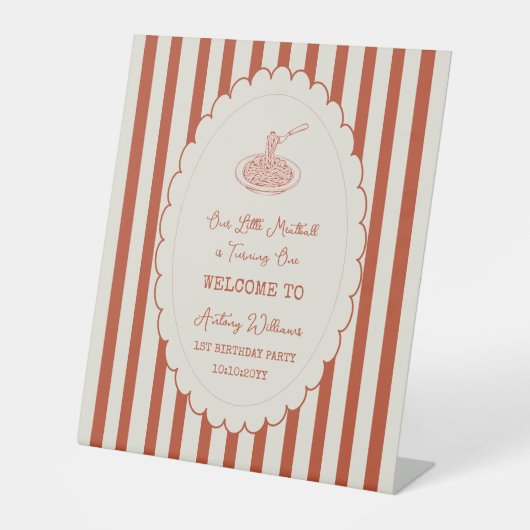 Our little meatball is turning one Welcome  台座サイン (正面)