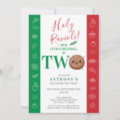 Our Little Meatball is Two Birthday Party 招待状 (正面)