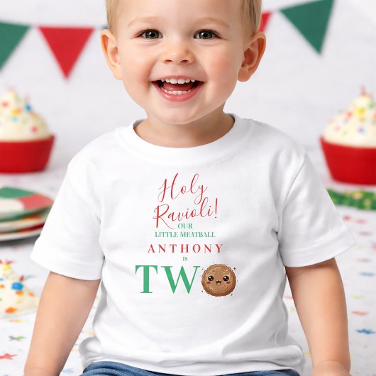 Our Little Meatball is Two Second Birthday Party  トドラーTシャツ