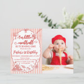 Our Little Meatball Italian Birthday Party Photo 招待状 (スタンド正面)