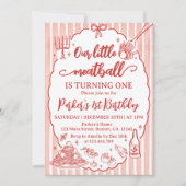 Our Little Meatball Italian Pasta Birthday Party 招待状 (正面)