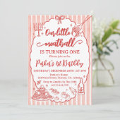 Our Little Meatball Italian Pasta Birthday Party 招待状 (スタンド正面)