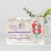 Our Little Mermaidパーティの招待状 – カスタマイズ可能 セーブザデート (スタンド正面)