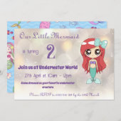 Our Little Mermaidパーティの招待状 – カスタマイズ可能 セーブザデート (正面/裏面)