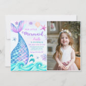 Our Little Mermaid 4th Birthdayパーティー写真 招待状 (正面)