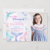 Our Little Mermaid 4th Birthdayパーティー写真 招待状 (正面)