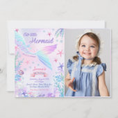 Our Little Mermaid 4th Birthdayパーティー写真 招待状 (正面)