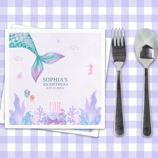 Our Little Mermaid Birthday Party スタンダードカクテルナプキン