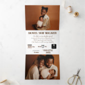 "Our Little Miracle"カスタマイズ可能誕生 三つ折り案内状 (内部)