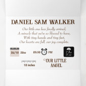 "Our Little Miracle"カスタマイズ可能誕生 三つ折り案内状 (内部中)