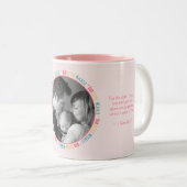 Our Little Miracle – ピンクのベビーカスタム写真/名前 ツートーンマグカップ (正面右)