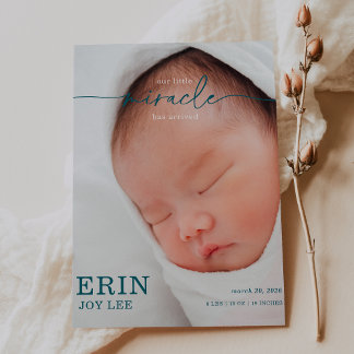Our Little Miracle Baby Announcement card