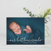 Our Little Miracle Photo Collage Modern Birth  案内状 (スタンド正面)