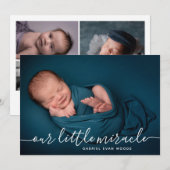 Our Little Miracle Photo Collage Modern Birth  案内状 (正面/裏面)