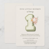 Our Little Monkey 1st Birthday invitation 招待状 (正面/裏面)