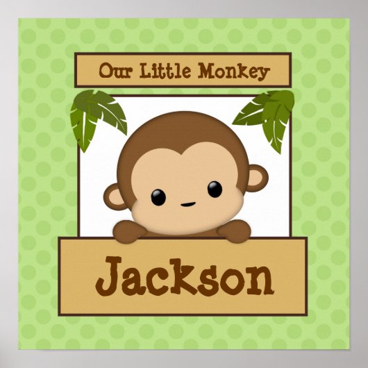 Our Little Monkey Art Print Personalized Name ポスター (正面)