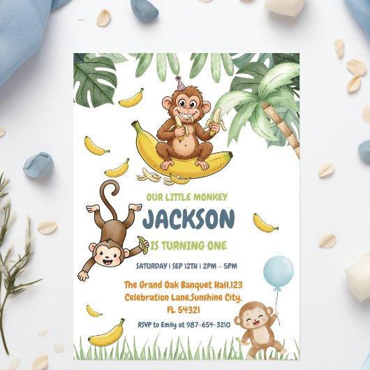 Our Little Monkey is Turning 1 Birthday Party  招待状