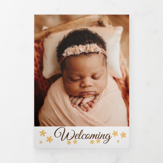 "Our Little one"カスタマイズ可能な誕生3つ折カード 三つ折りクリスマスカード (カバー)