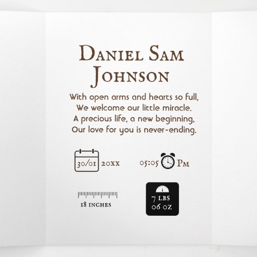 "Our Little one"カスタマイズ可能な誕生3つ折カード 三つ折りクリスマスカード (内部中)