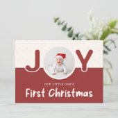 Our Little One's First Christmas Cute Baby Photo シーズンカード (スタンド正面)