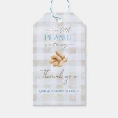 Our Little Peanut Boy Blue Gingham Baby Shower ギフトタグ (正面)