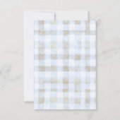Our Little Peanut Boy Blue Gingham Baby Shower サンキューカード (裏面)