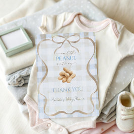 Our Little Peanut Boy Blue Gingham Baby Shower サンキューカード