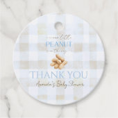 Our Little Peanut Boy Blue Gingham Baby Shower フェイバータグ (正面)