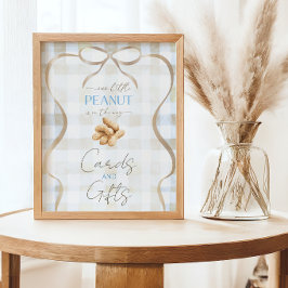 Our Little Peanut Boy Blue Gingham Baby Shower ポスター