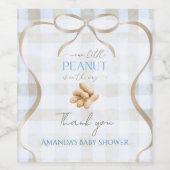Our Little Peanut Boy Blue Gingham Baby Shower ワインラベル (シングルラベル)