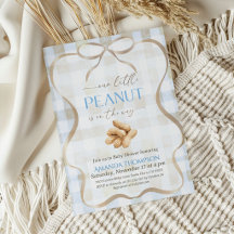 Our Little Peanut Boy Blue Gingham Baby Shower
