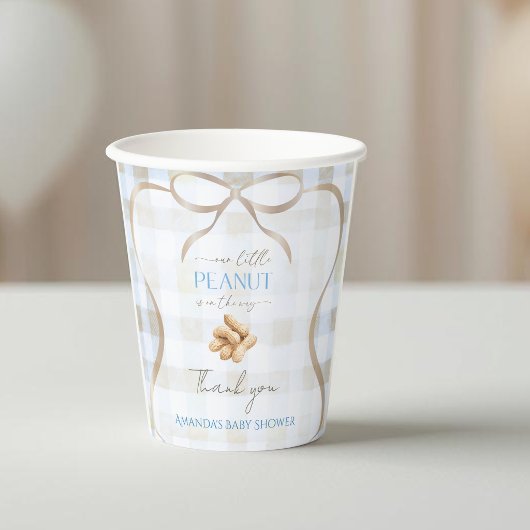 Our Little Peanut Boy Blue Gingham Baby Shower 紙コップ