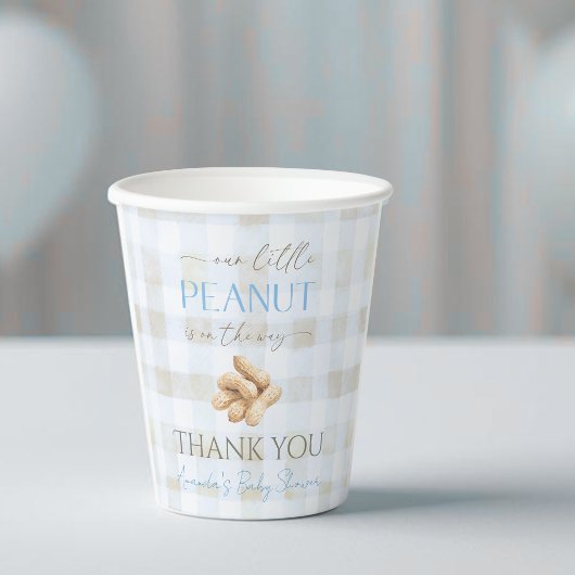 Our Little Peanut Boy Blue Gingham Baby Shower 紙コップ