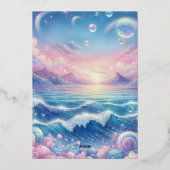 Our little Pearl Baby Girl Seashell Baby Shower 箔招待状 (裏面)