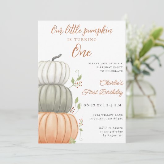 Our Little Pumpkin 1st Birthday 招待状 (スタンド正面)